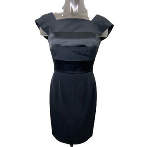 TAHARI Women’s Black Sleeveless Square Neck Above The Knee Dinner Party Dress 4